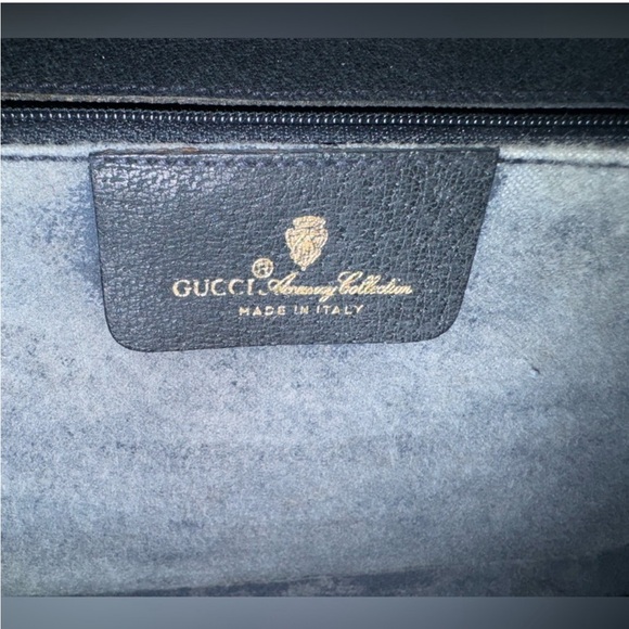 GUCCI GG Canvas Shoulder Bag PVC Leather Gray Navy - Picture 5 of 11
